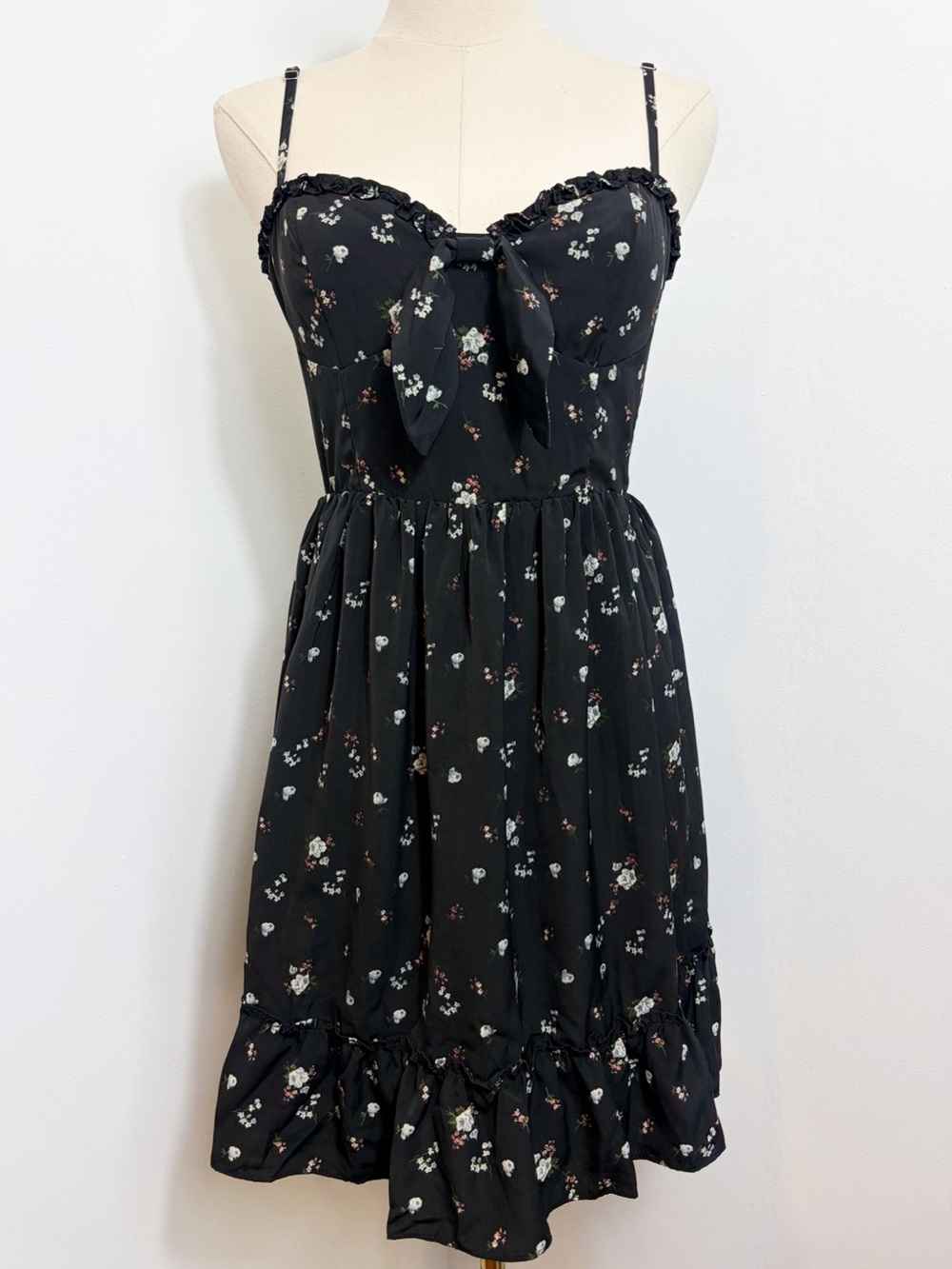 Lulu’s Black Floral Romantic Muse Ruffled Mini Dress